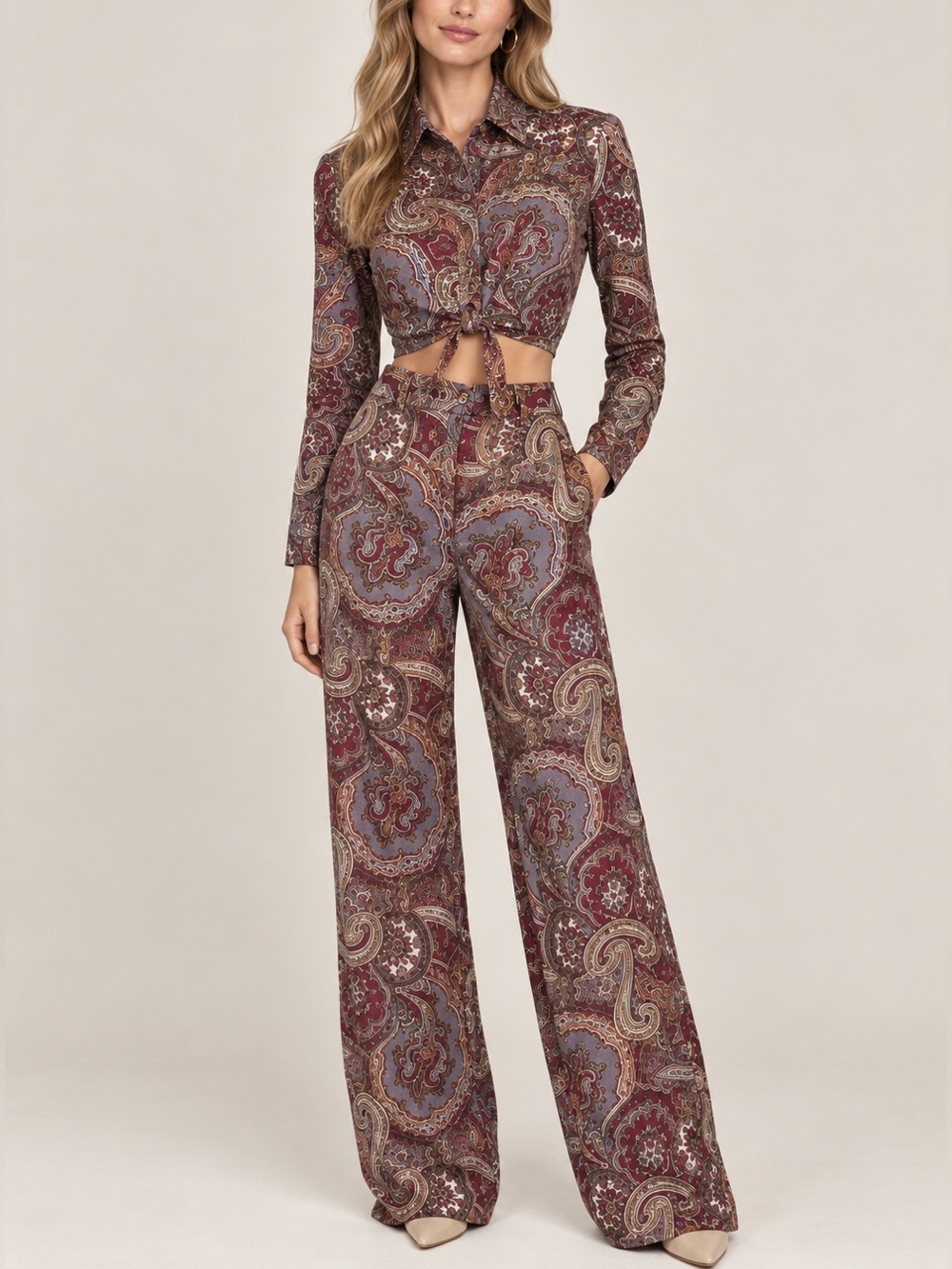 Vintage 70’s Got The Hots by Wendy Watts Paisley Disco Pointy Collar 2pc Outfit